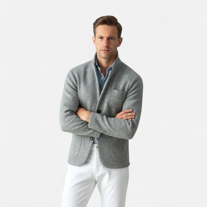 Retro Men's Wool Stand Collar Jacket