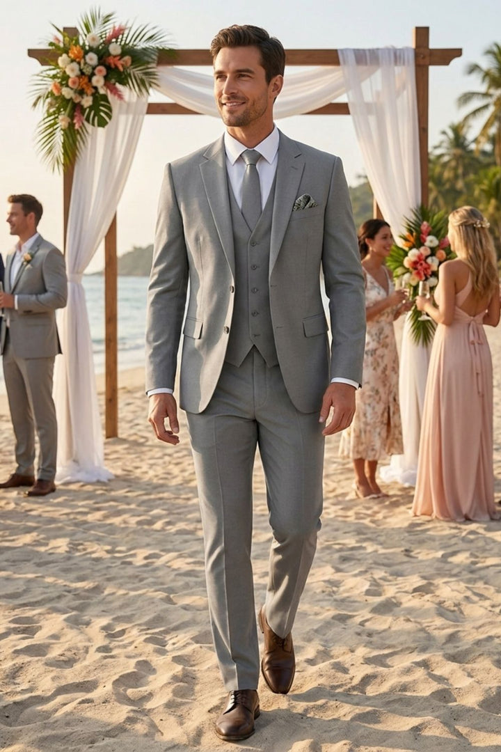Elegant Slim-Fit Men's Three-Piece Suit