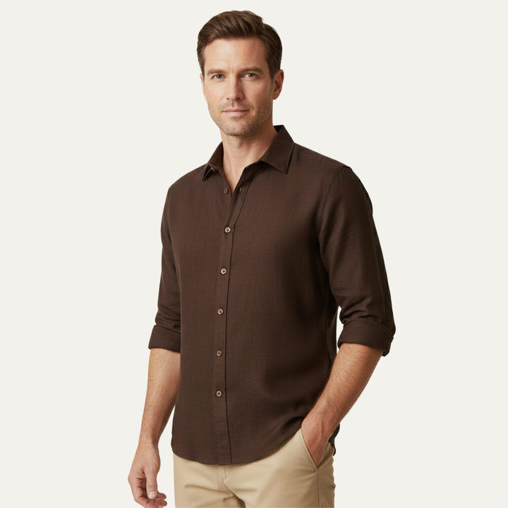 Vintage Breathable Men's Long Sleeve Cotton Shirt