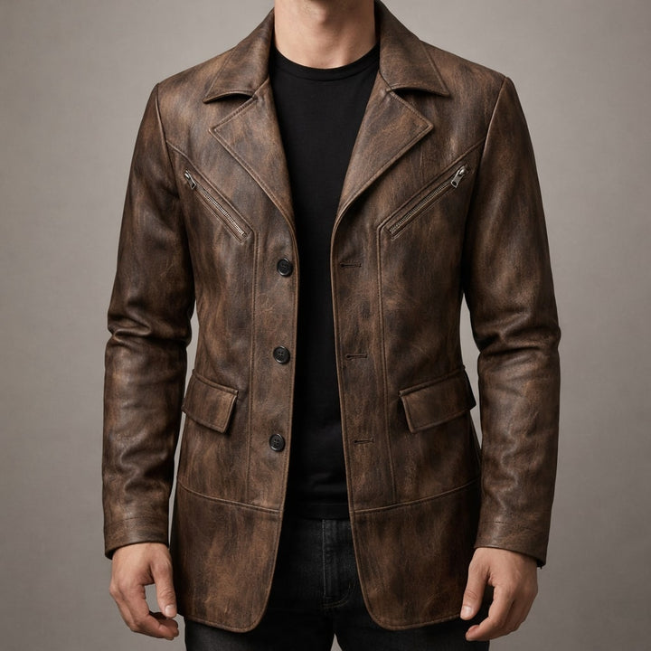 Structured Elegant Men's Leather Jacket