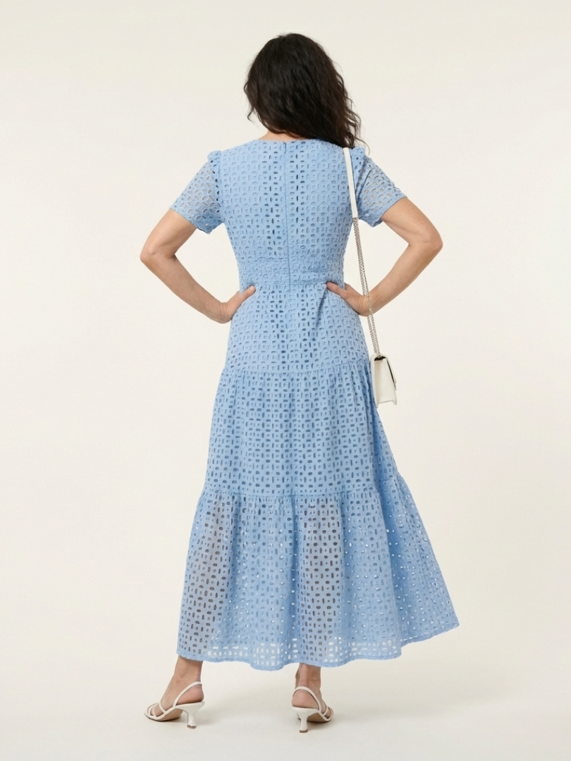 Lightweight Elegant Women's V-Neck Tiered Midi Dress