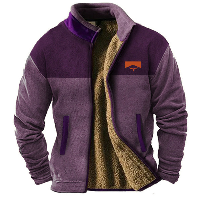 Elegant Men's Fleece Jacket with Thermal Lining - Warm Winter Jacket