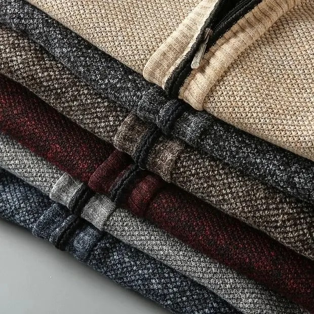 Men's Plaid Knit Jacket with Lining