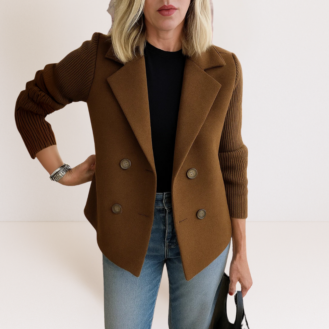 Elegant Women's Casual Blazer with Double-Breasted Closure