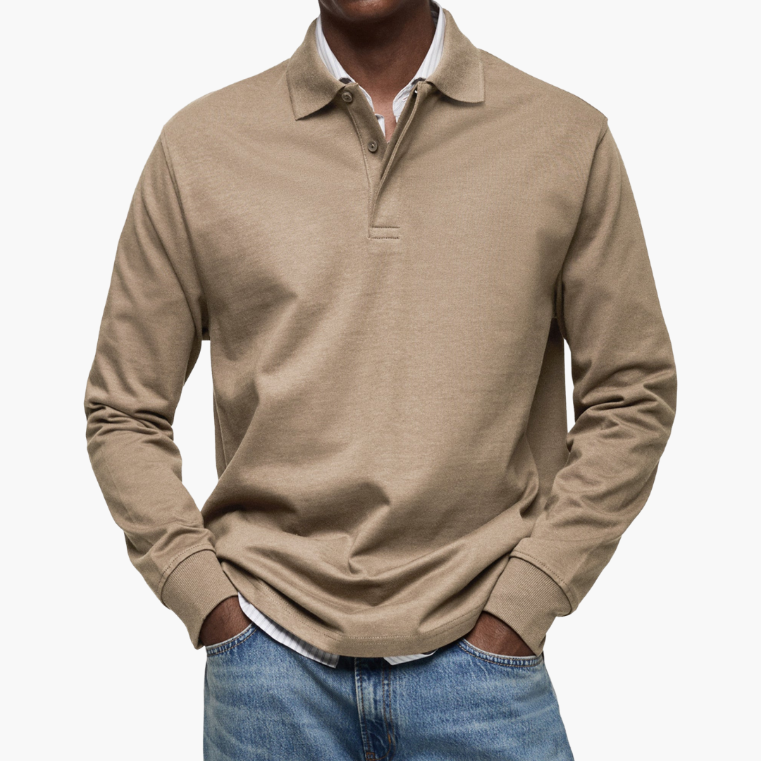 Elegant Men's Long Sleeve Casual Polo Shirt