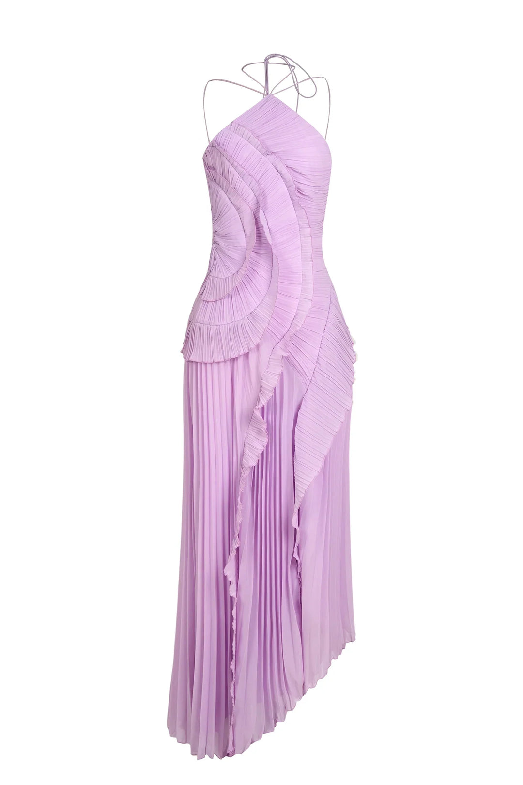 Elegant Pleated Ruffle Women's Maxi Dress