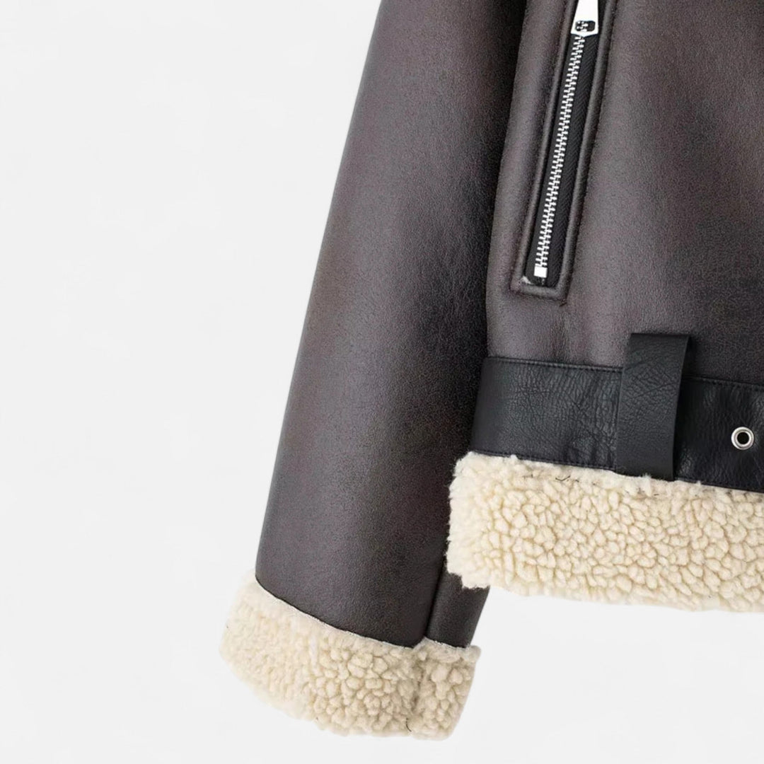 Elegant Fitted Women's Suede Leather Jacket