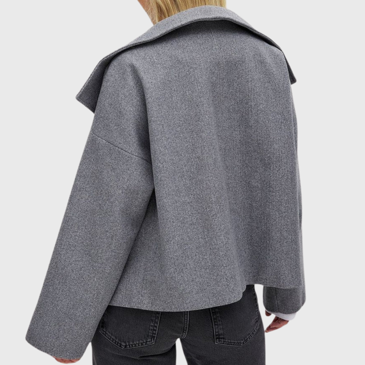 Warm Women's Short Coat - Double-Breasted and Lightly Lined