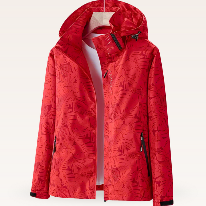 Waterproof Women's Summer Jacket with Leaf Print - Lightweight and Breathable
