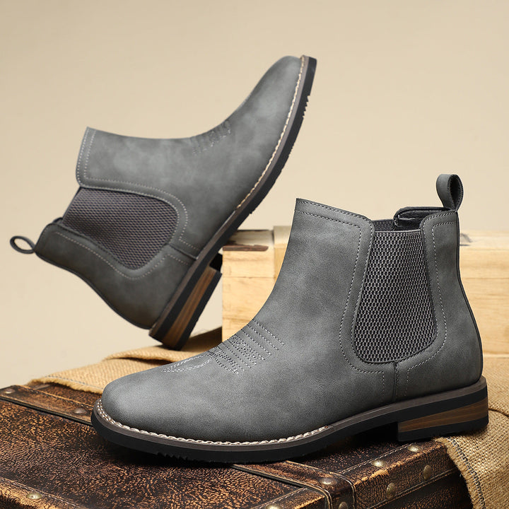 Rugged Men's Boots with Elastic Side Panels - Classic and Durable