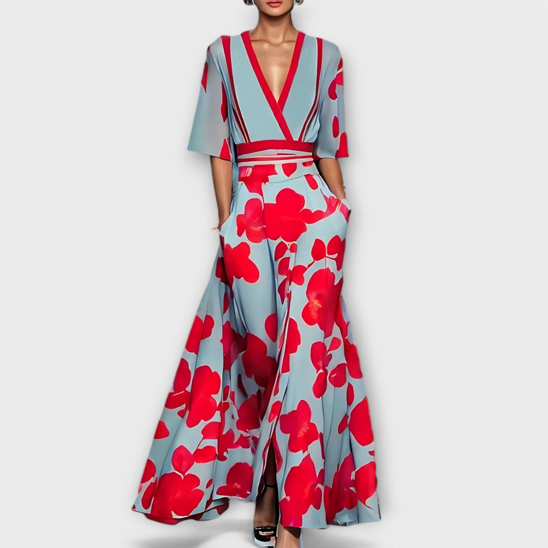 Elegant Women's Sheath Dress with Floral Pattern - Classic Feminine Style