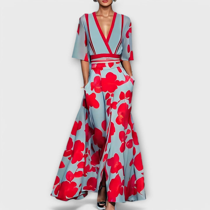 Elegant Women's Sheath Dress with Floral Pattern - Classic Feminine Style
