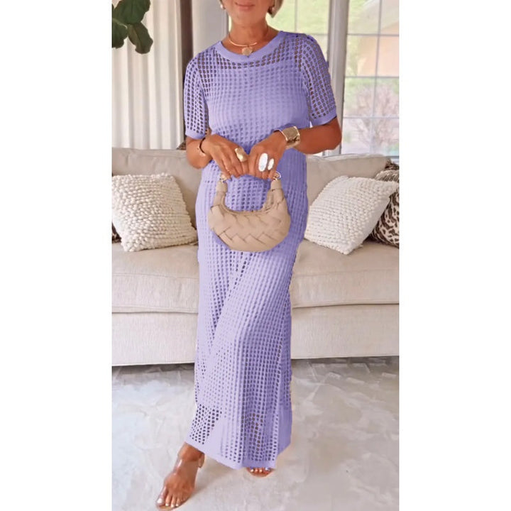 Elegant Layered Women's Cut-Out Maxi Dress with Free Inner Dress