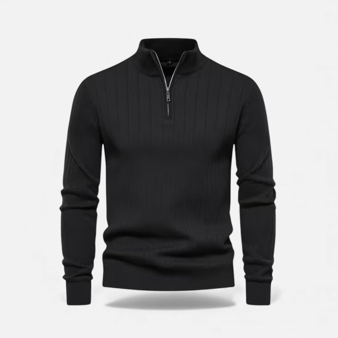Warm Minimalist Men's Knit Zip Sweater