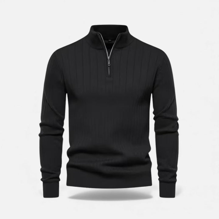 Warm Minimalist Men's Knit Zip Sweater