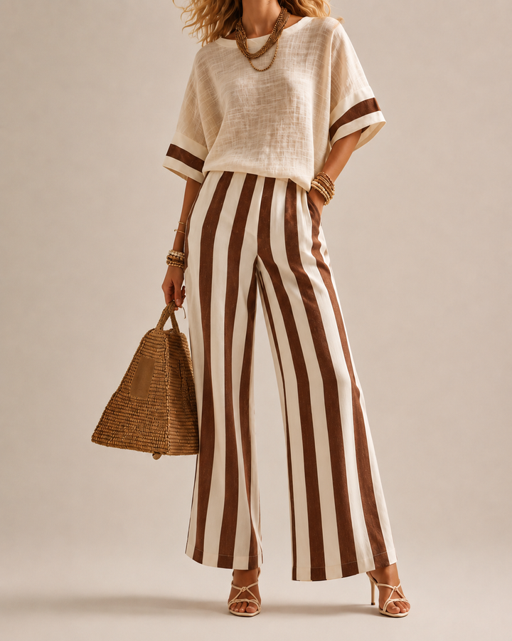Casual Striped Women's Two-Piece Set