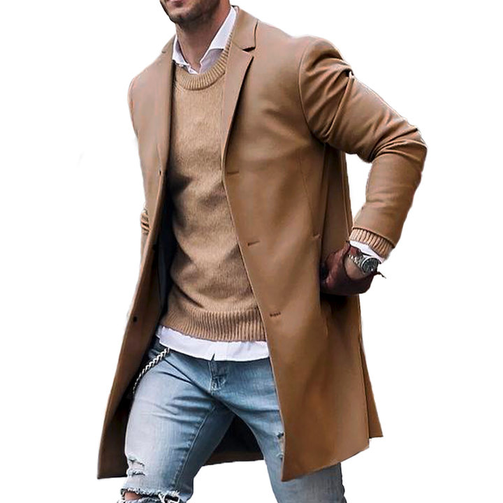 Classic Men's Coat with Lapel Collar