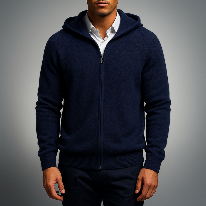 Men's Zip Pullover with Front Zipper - Elegant Knit Sweater for Business and Casual Wear