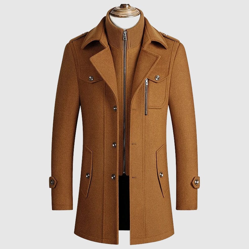 Elegant Men's Winter Coat in Wool-Cotton with Zipper - Classic Regular Fit