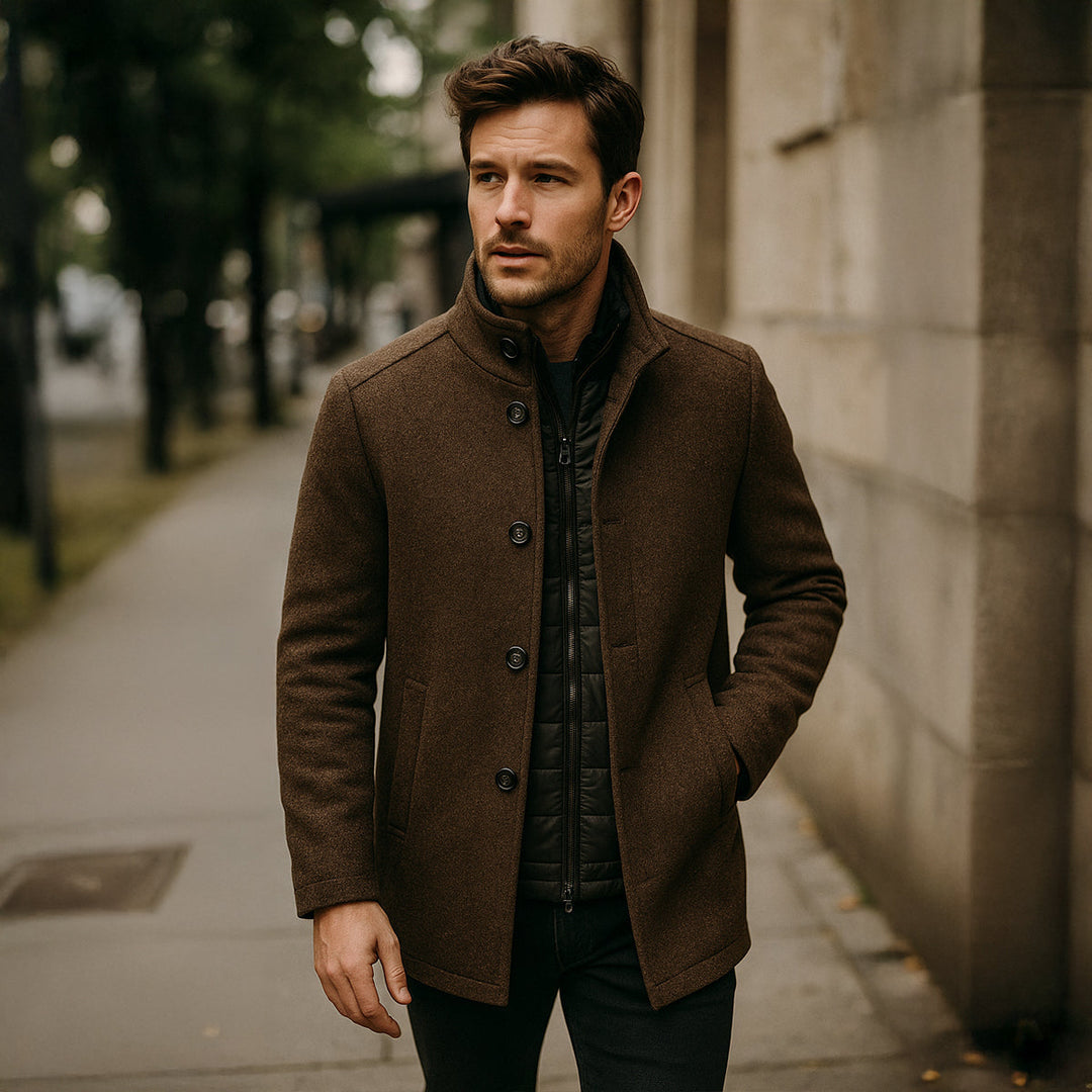 Classic Wool Blend Men's Trench Coat
