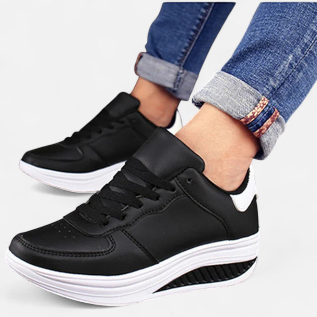 Elegant Waterproof Women's Leather Wedge Sneakers