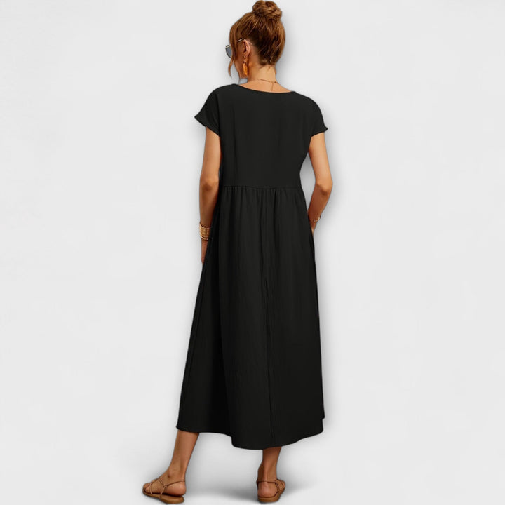 Elegant Women's Spring Dress with Flowing Silhouette - Light and Airy