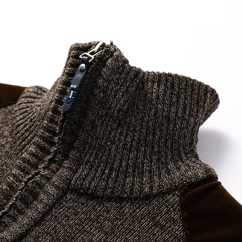Men's Quarter-Zip Pullover with Contrast Details - High Collar and Modern Fit