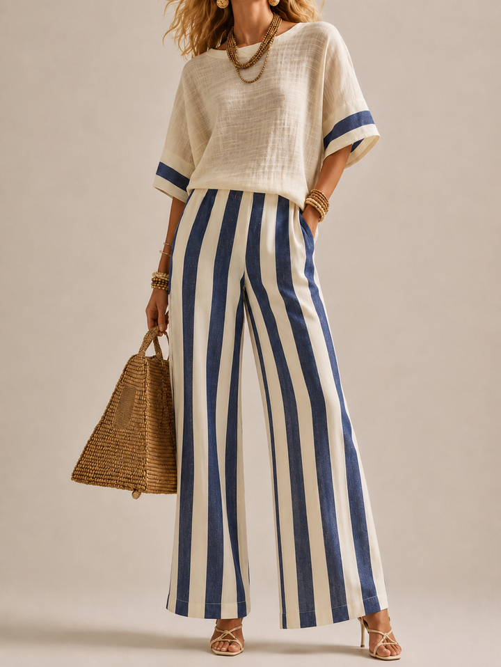Casual Striped Women's Two-Piece Set
