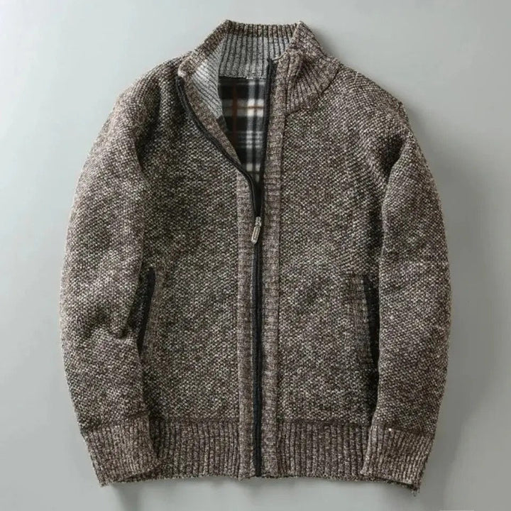 Men's Plaid Knit Jacket with Lining