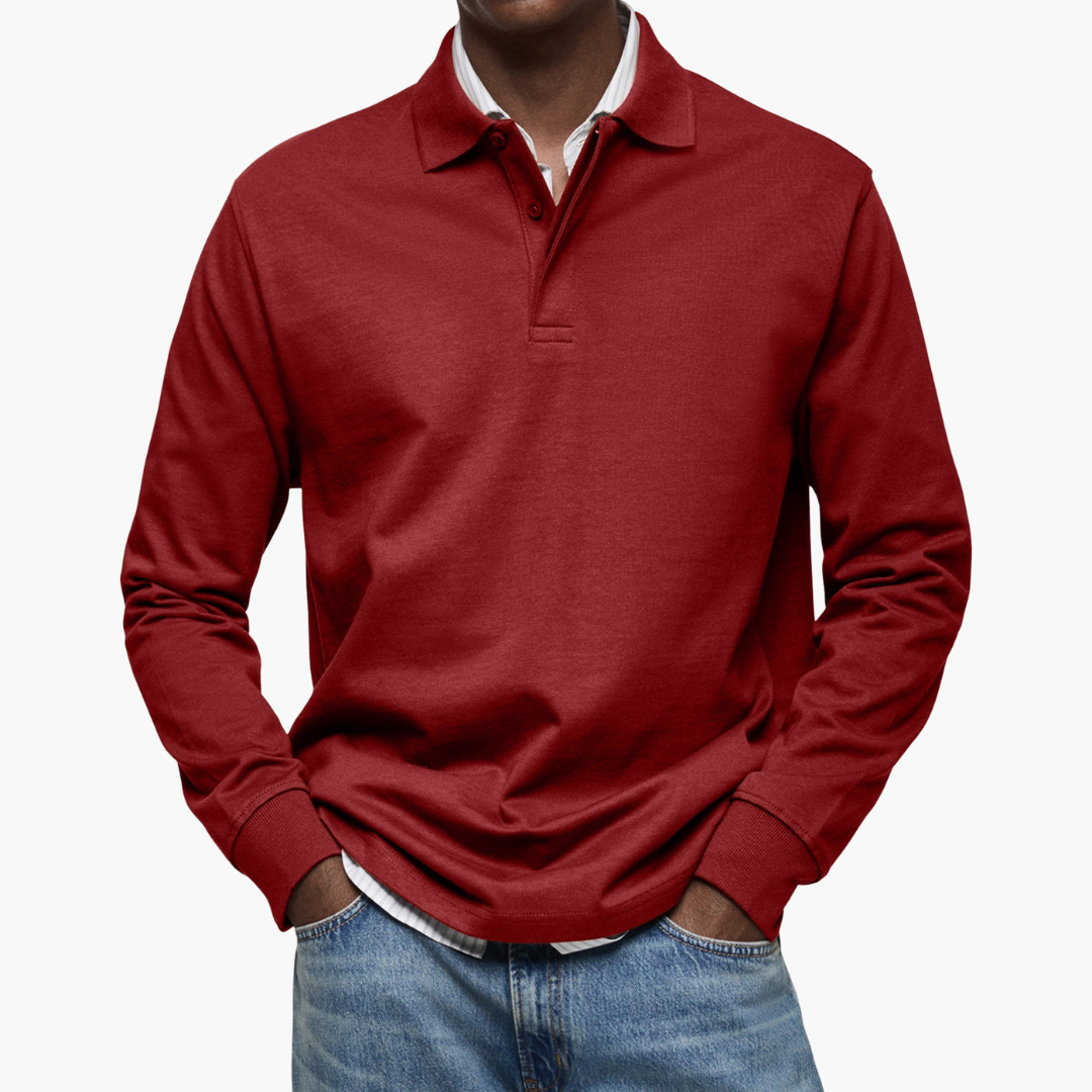 Elegant Men's Long Sleeve Casual Polo Shirt