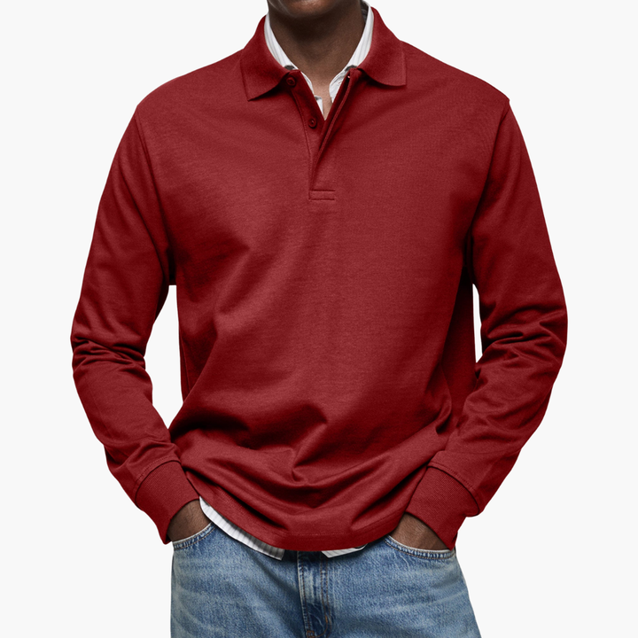 Elegant Men's Long Sleeve Casual Polo Shirt
