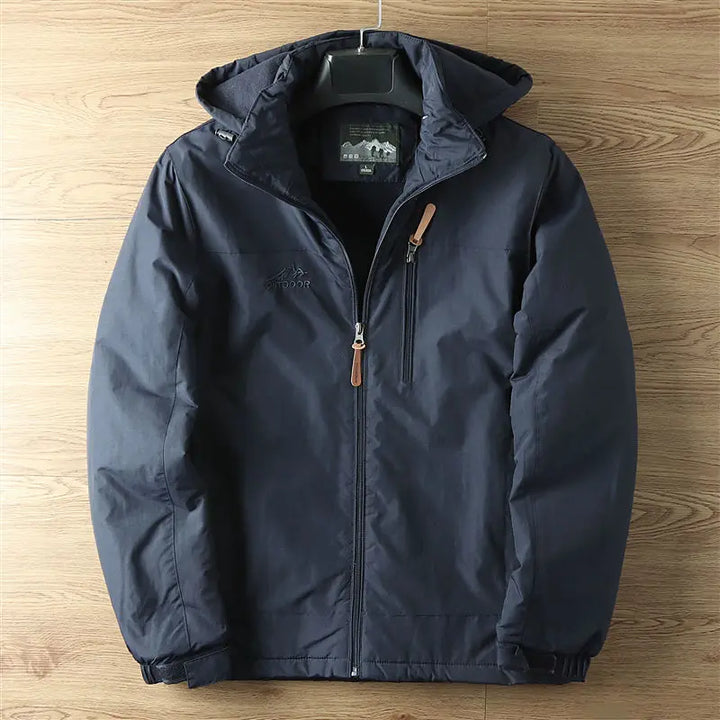 Men's Thermal Winter Jacket with Hood - Water-Resistant and Warm-Lined