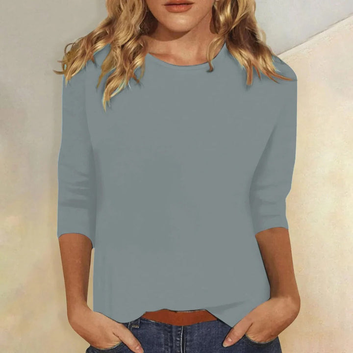 Casual Women's Crew Neck 3/4 Sleeve Everyday Top