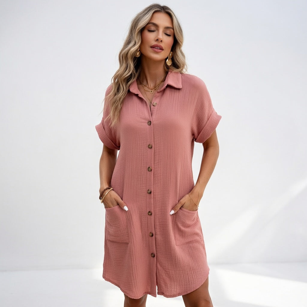 Chic Effortless Women Shirt Dress