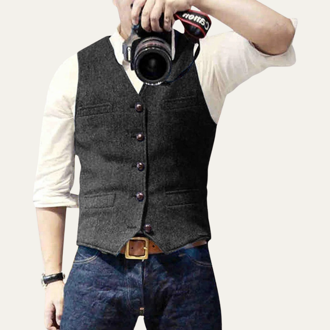 Elegant Vintage Men's Button-Up Vest