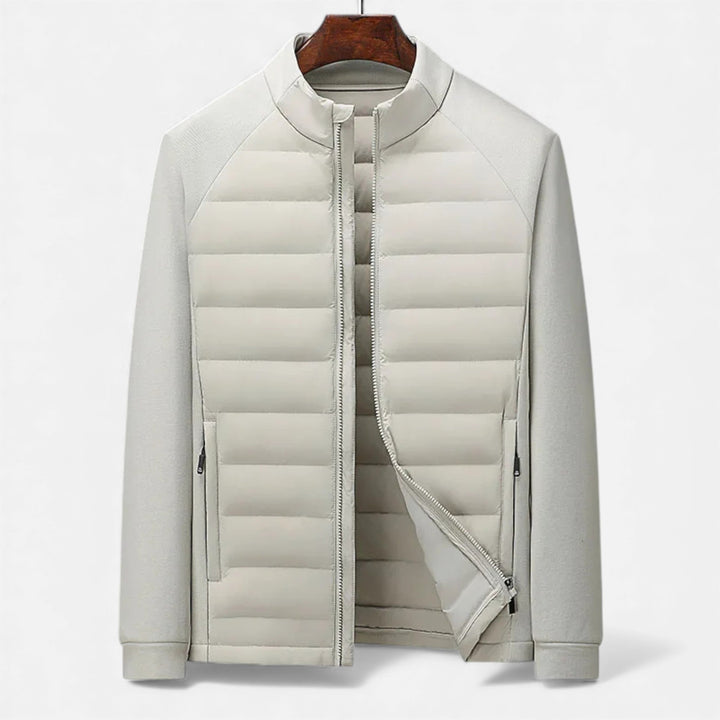 Quilted Warm Men's Down Jacket with Stand Collar