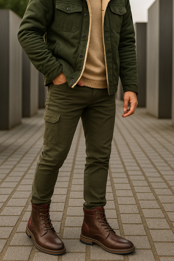 Elegant Men's Oxford Boots in Premium Leather - Lace-Up and Zipper