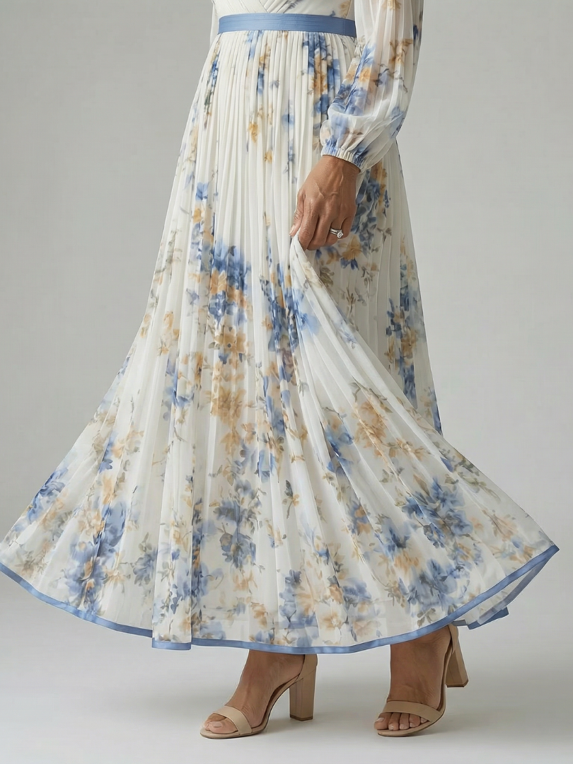 Elegant Pleated Wrap Women's Midi Dress