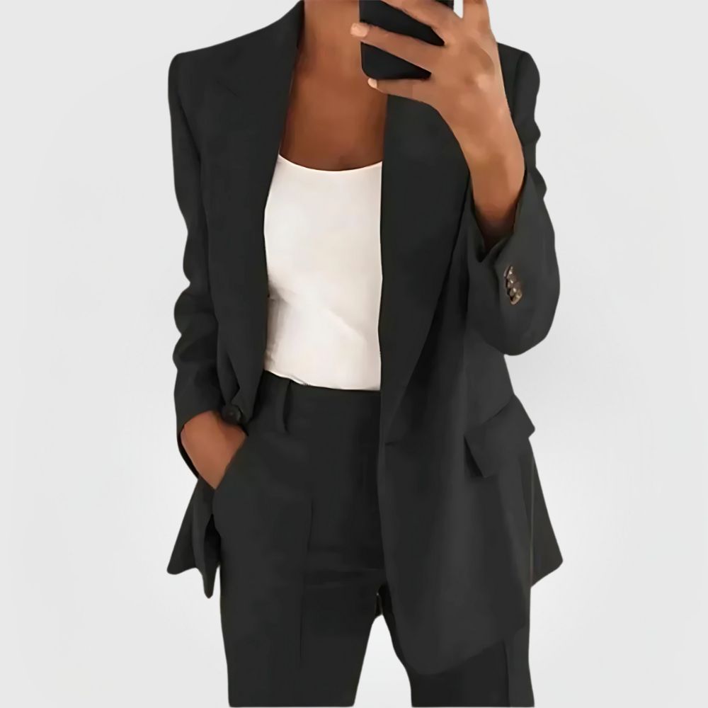 Elegant Women's Blazer Suit Set with Blazer and Pants
