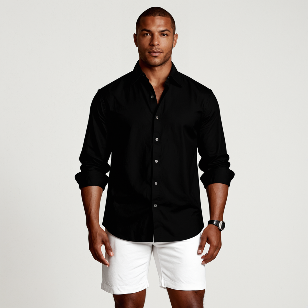 Classic Breathable Men's Long Sleeve Linen Shirt
