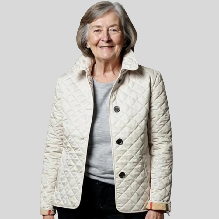 Women's Quilted Jacket with Lapel Collar - Lightweight Winter Jacket