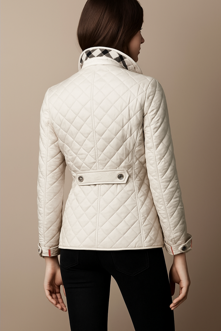 Elegant Women's Quilted Jacket with Buttons - Classic Winter Jacket for Office and Everyday Wear