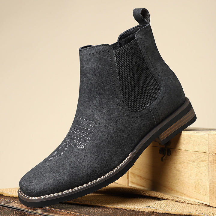 Rugged Men's Boots with Elastic Side Panels - Classic and Durable