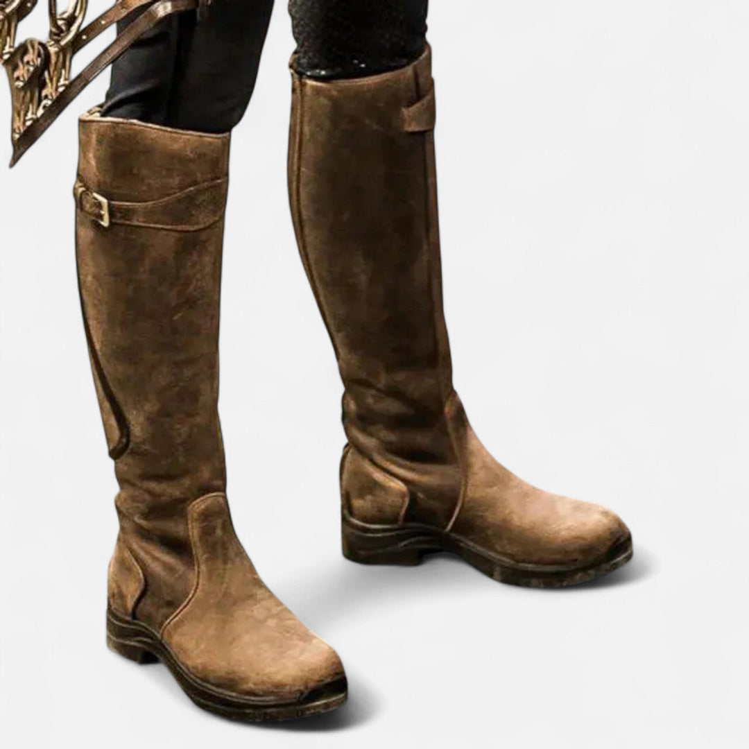 Elegant Women's Knee-High Heeled Boots - PU Leather