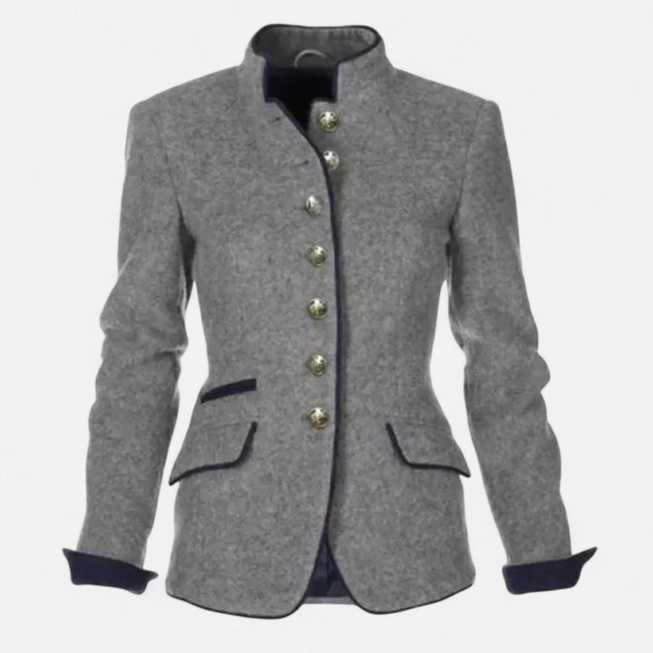Elegant Double-Breasted Women's Wool Blazer