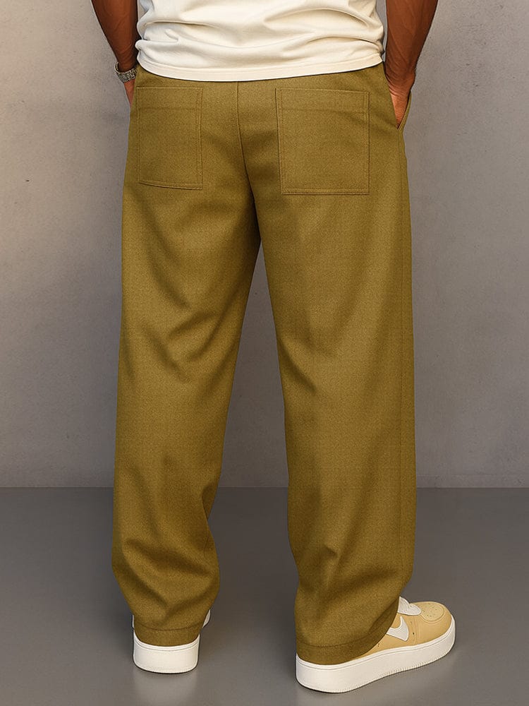 Men's Comfortable Wide-Leg Cotton Pants with Drawstring