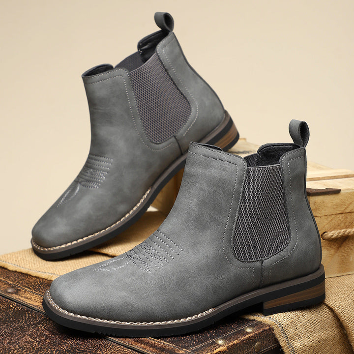 Rugged Men's Boots with Elastic Side Panels - Classic and Durable