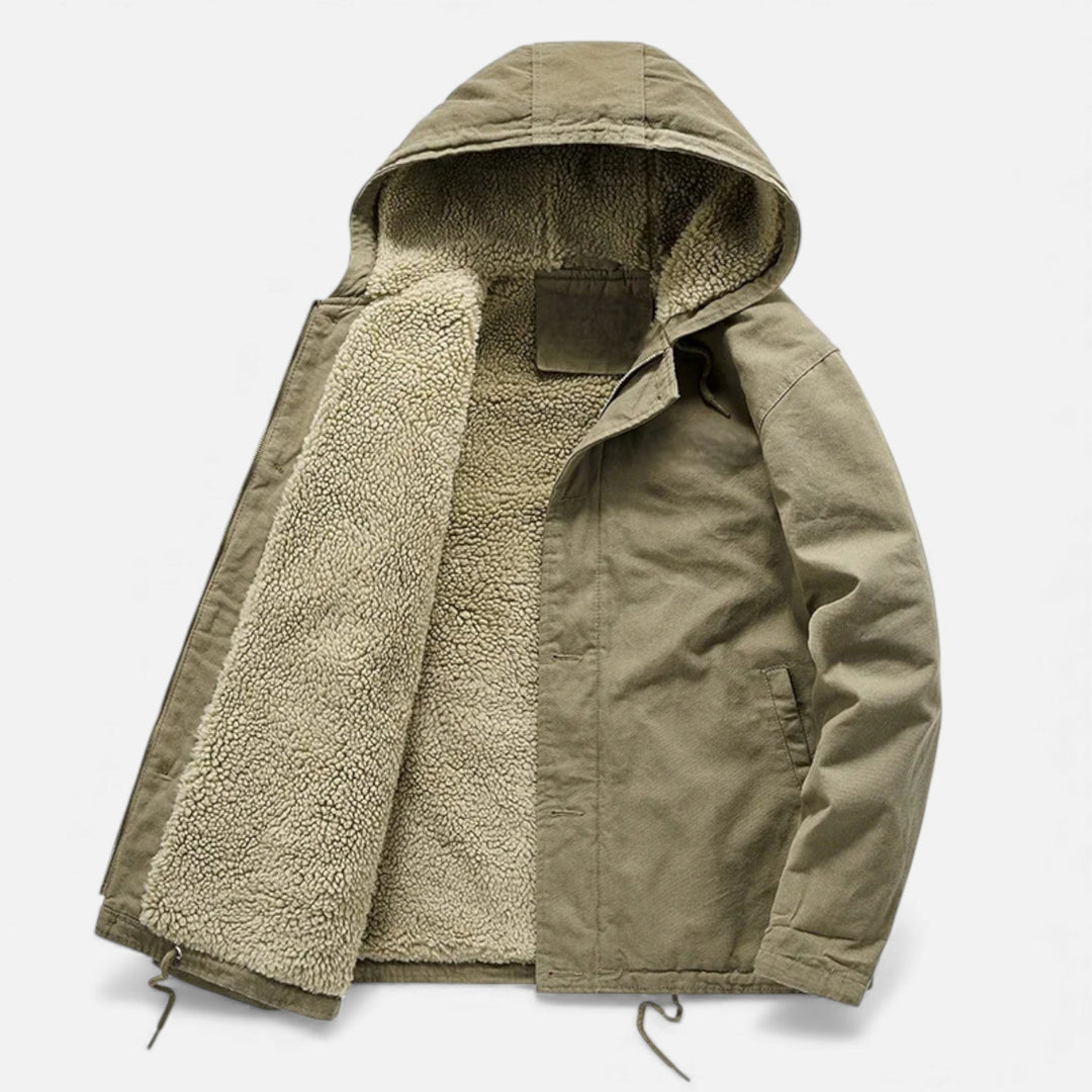 Warm Lined Men's Winter Jacket with Hood