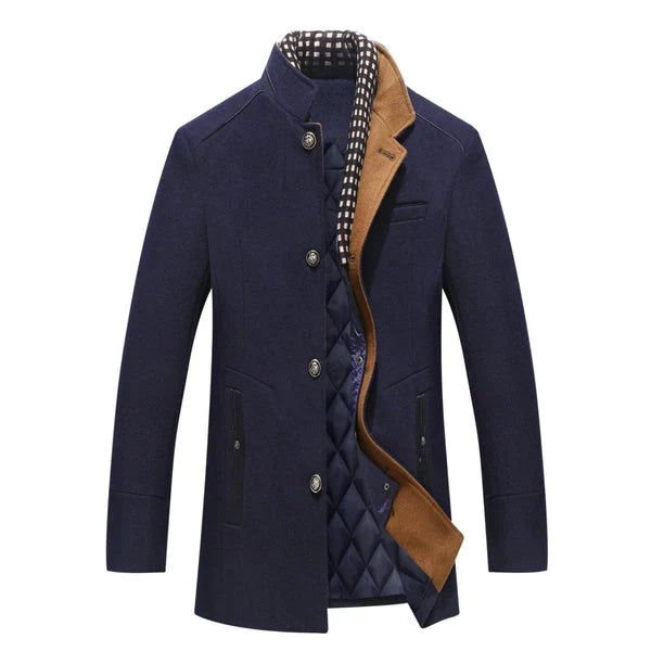 Elegant Men's Winter Wool Coat - Classic and Warm Lined