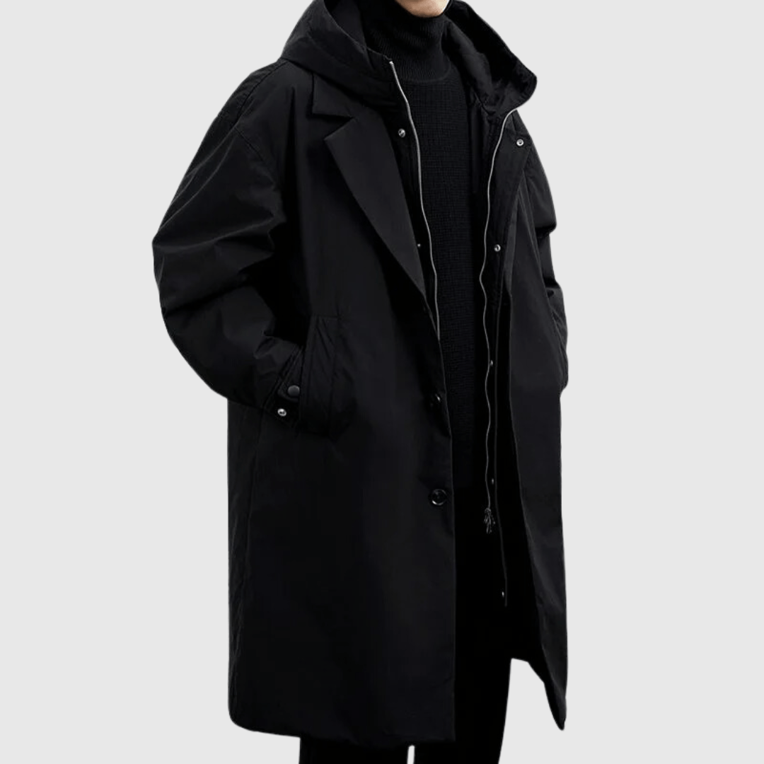 Men's Weather-Resistant Hooded Coat - Water-Repellent and Durable